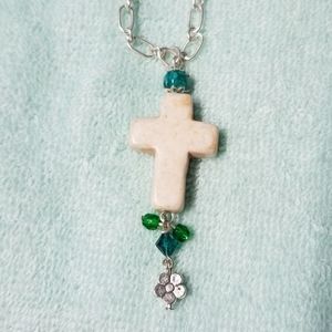 Stone Cross Pendant Necklace!